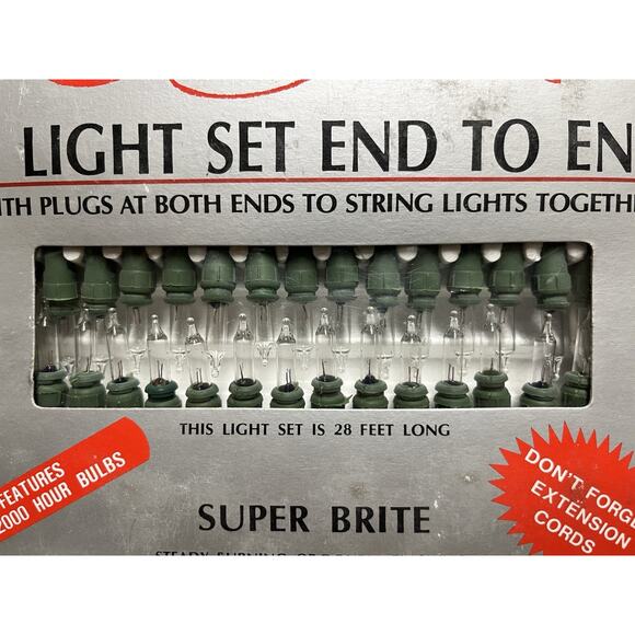 Vintage New Old Stock Christmas Treasury 2 Sets of 70 Clear Lights Super Brite - Picture 3 of 10